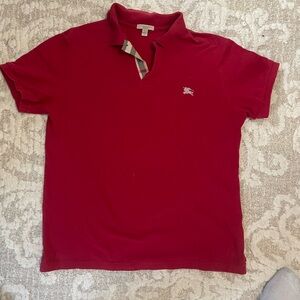 Men's Red Burberry Polo Shirt